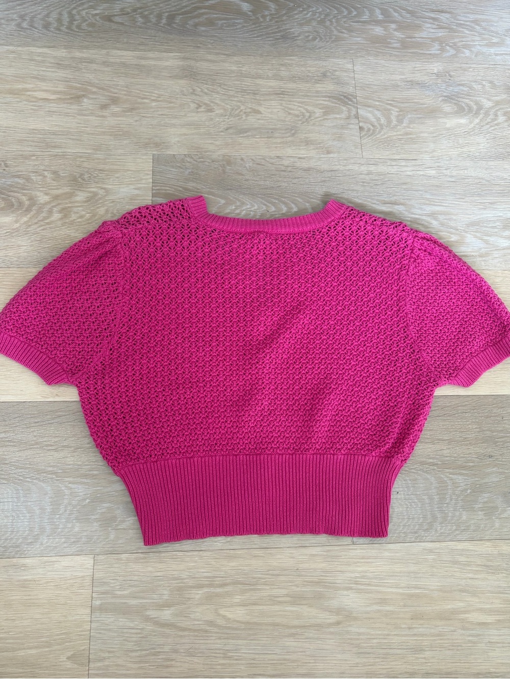 Aeropostale Hot Pink Open Knit Cropped Cardigan - Picture 2 of 5